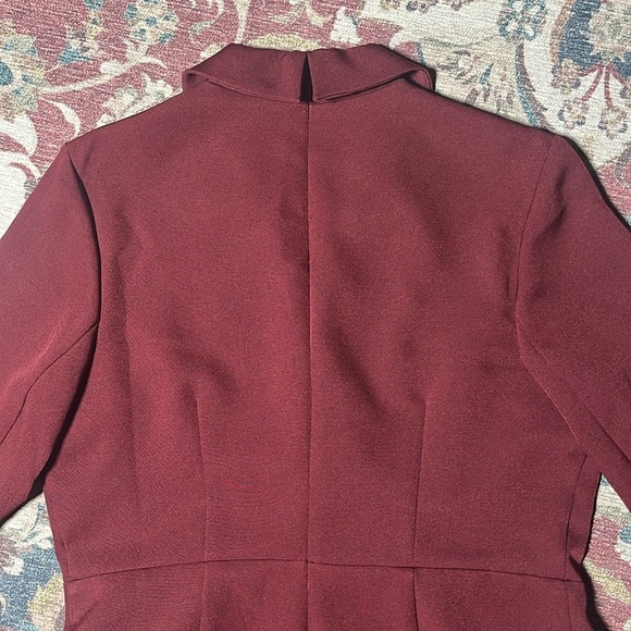 EXPRESS Long Sleeve Blazer Jumpsuit in Wine Red Size 16 - Picture 13 of 13